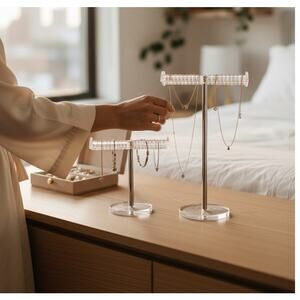 Isaac Jacobs Clear Acrylic Necklace Bracelet Holder Organizer Stands for Jewelry